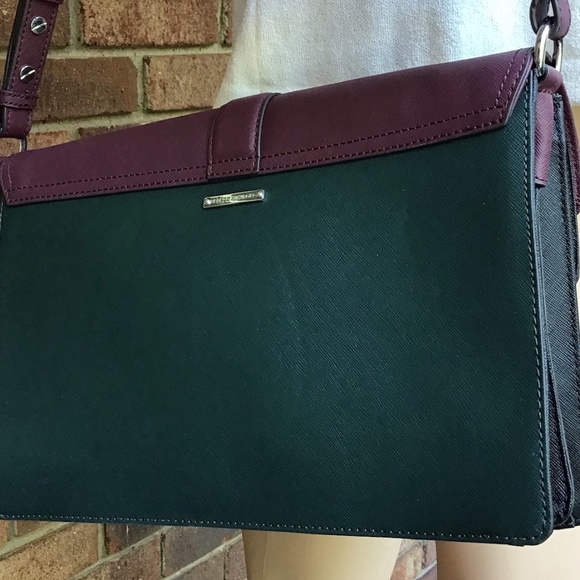 Rebecca Minkoff Designer crossbody bag in green and burgundy